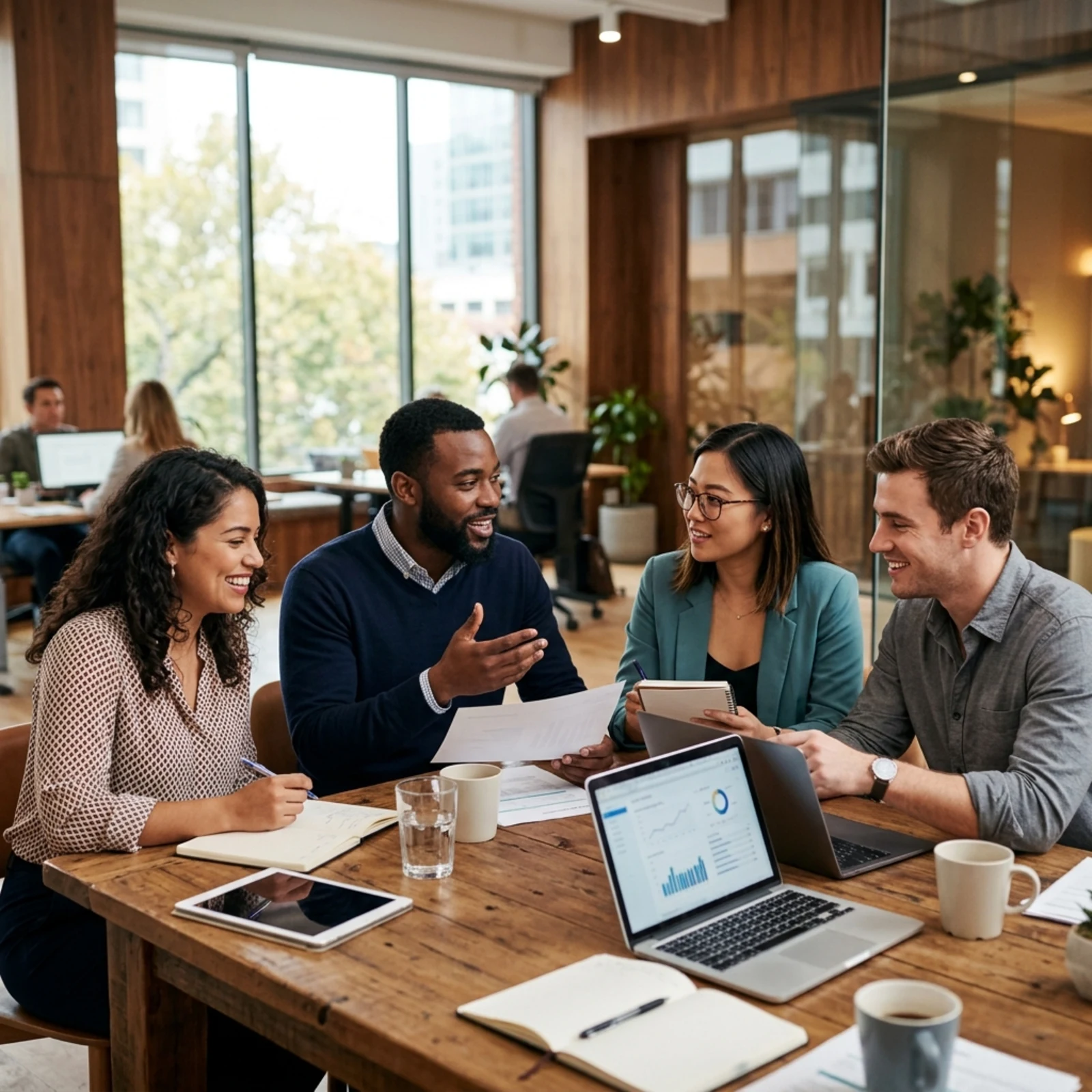 Karrieregespräch in moderner Büro- und Teamumgebung